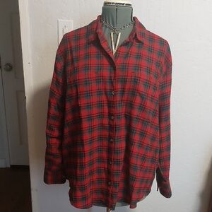 Old Navy Red and Black Plaid Flannel Shirt